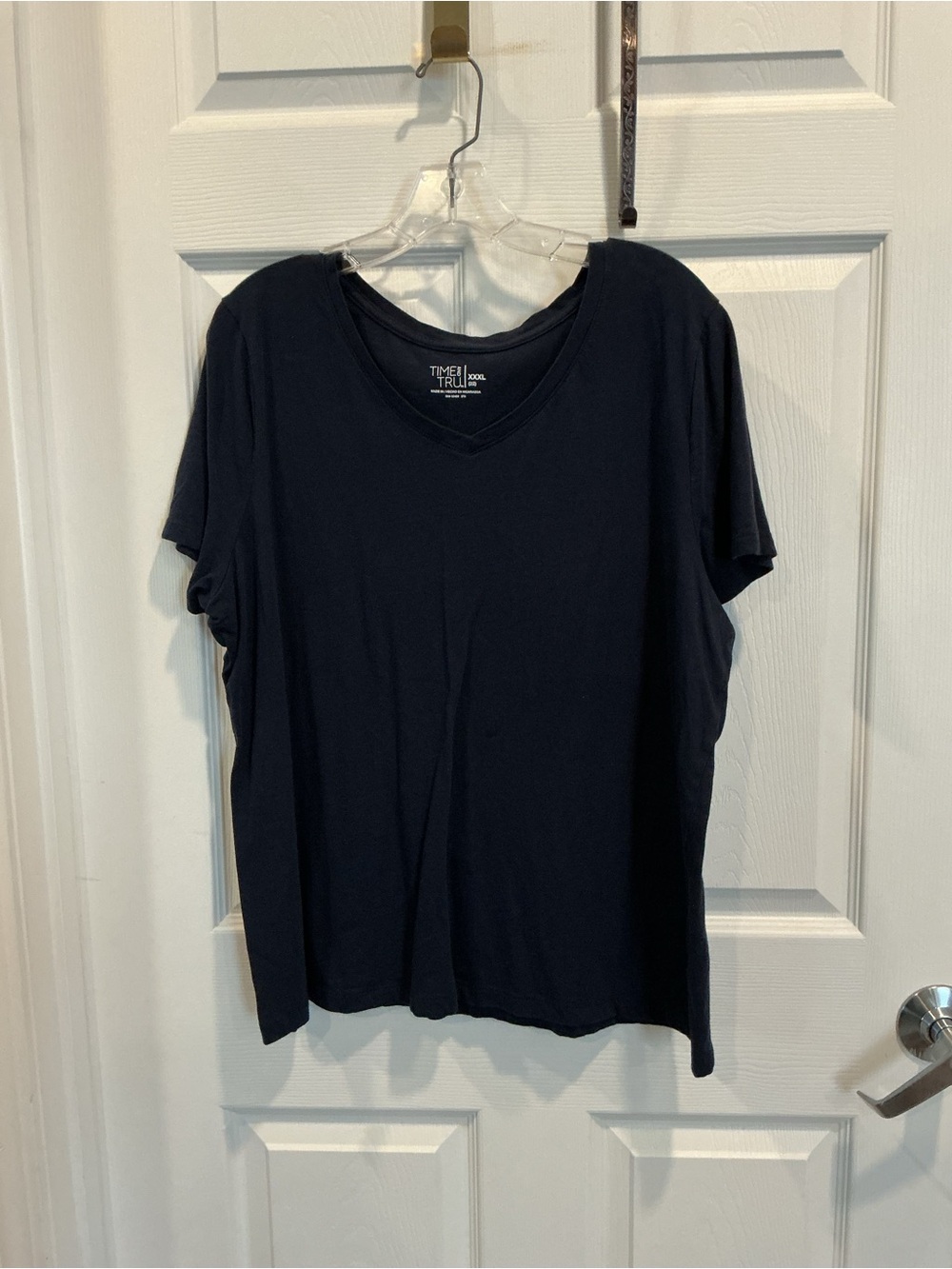 Time and Tru Women's Classic V-Neck Tee in Navy